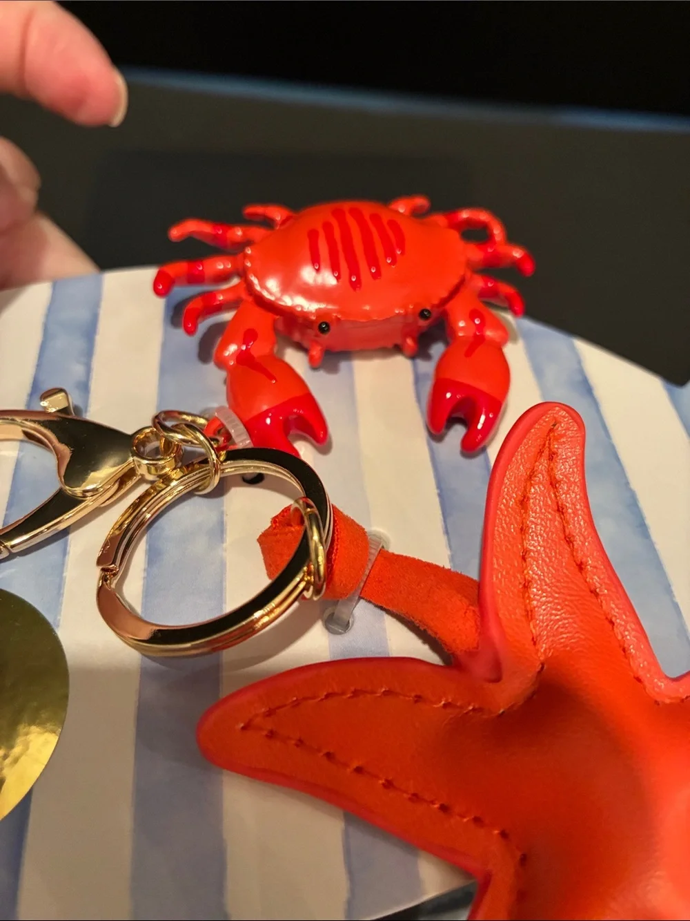 piper·k Bag Charm Orange Starfish & 🦀 Key Charm with Light Blue Shell 🐚